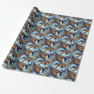 Papel De Presente Azul Persa Agate: Textura Luxuosa Oriental