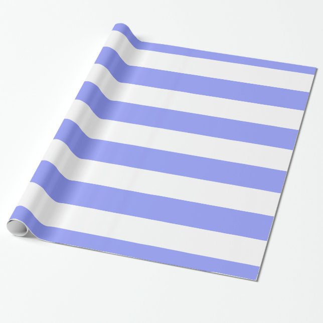 Papel De Presente Azul Pervinca, Listras Brancas XL Padrão (Desenrolado)