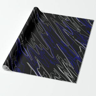 Papel De Presente Azul preto marmoreado