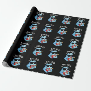 Papel De Presente Azul Queijo Engraçado Comida Pun Escuro BG