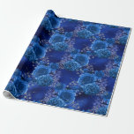 Papel De Presente Azul Real e Floral Prateado<br><div class="desc">Papel de embrulho floral em aquarela vintage com azul real e prateado trendy.</div>