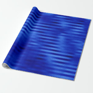 Papel De Presente Azul Real Hanukkah Listrado com Folha