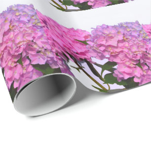 Papel De Presente Azul rosa Hydrangeas elegantes flores roxas cor-de