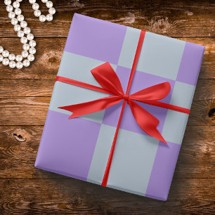 Papel De Presente Azul suave e Lavanda verificados