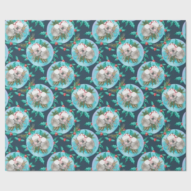 Papel De Presente Azul-tempo de sonho de Koala (Barra)