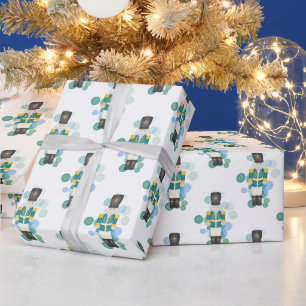 Papel De Presente Azul tradicional e pirata de Natal verde