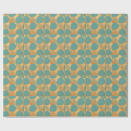 Papel De Presente Azul-turquesa, Bege e Laranja em Padrão de Estilo