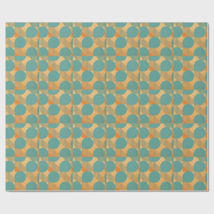 Papel De Presente Azul-turquesa, Bege e Laranja em Padrão de Estilo