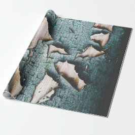 Papel De Presente Azul verde claro antigo descascando tinta