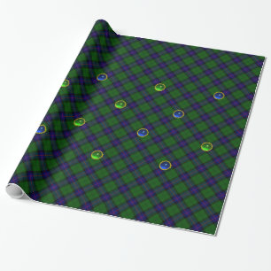 PAPEL DE PRESENTE AZUL-VERDE-ESCOCÊS-TARTAN, SALVAGUARDA-EMERÁRIA 
