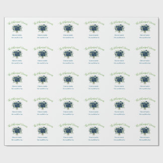 Papel De Presente azul verde floral o jantar de ensaio editável na