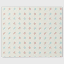 Papel De Presente Azul Vermelho de padrão estelar desbotado