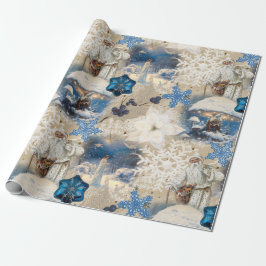 Papel De Presente Azul Yuletide Fantasy Wrappaper