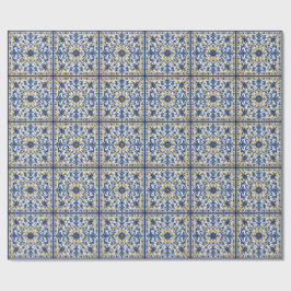 Papel De Presente Azulejo Azul Mediterrâneo | Cerâmica Italiana