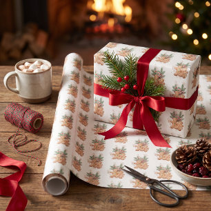 Papel De Presente Azulejo de Festa de Confeitaria de Natal de Pão de