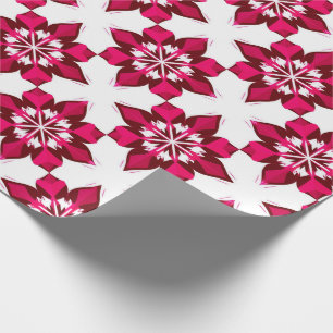 Papel De Presente ❄ Azulejo de Neve Geométrico Rosa de Inverno ❄