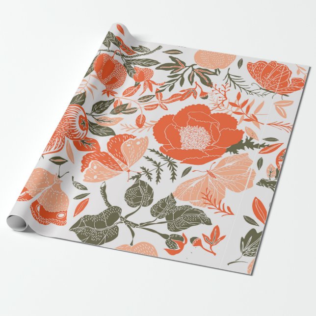 Papel De Presente Azulejo Deco do Jardim de Verão (Desenrolado)