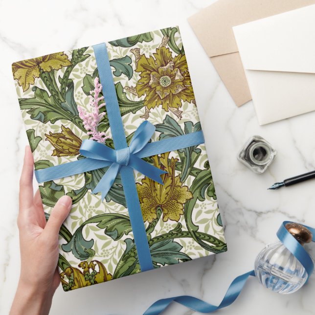 Papel De Presente Azulejo Floral de Haste Simples de William Morris (Presentear)