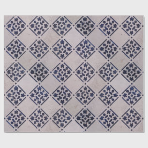 Papel De Presente Azulejo Holandês Antigo Delft Azul Branco