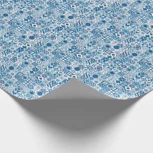 Papel De Presente Azulejo marroquino - azul e branco