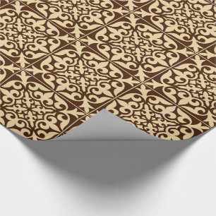 Papel De Presente Azulejo marroquino - castanho chocolate e bege