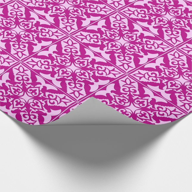Papel De Presente Azulejo marroquino - magenta e rosa (Ponta)