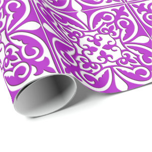 Papel De Presente azulejo marroquino - roxo violeta e branco