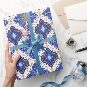 Papel De Presente Azulejo Português Mediterrâneo Tradicional