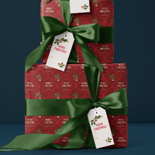 Papel De Presente Azulejo Vermelho Escuro Scallop Prigs de Natal