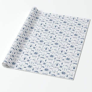Papel De Presente Azulejos azuis holandeses