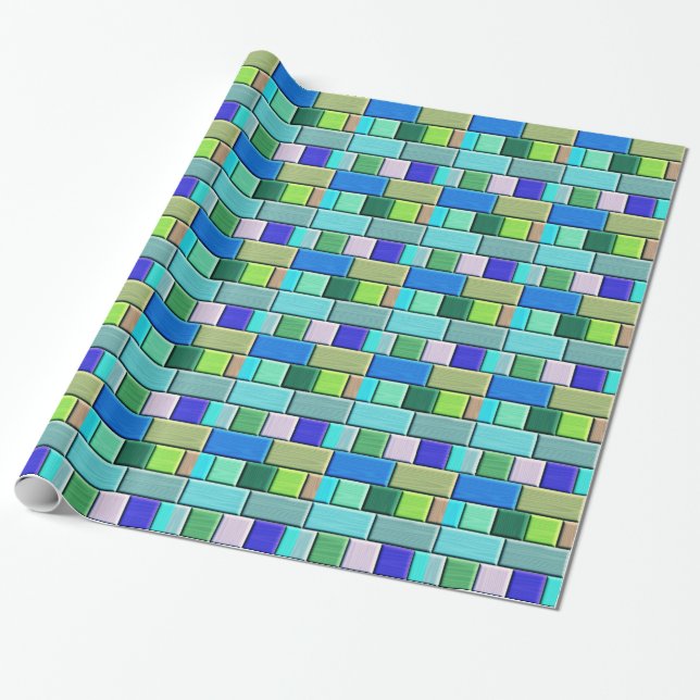 Papel De Presente Azulejos Azuis Shappire (Desenrolado)