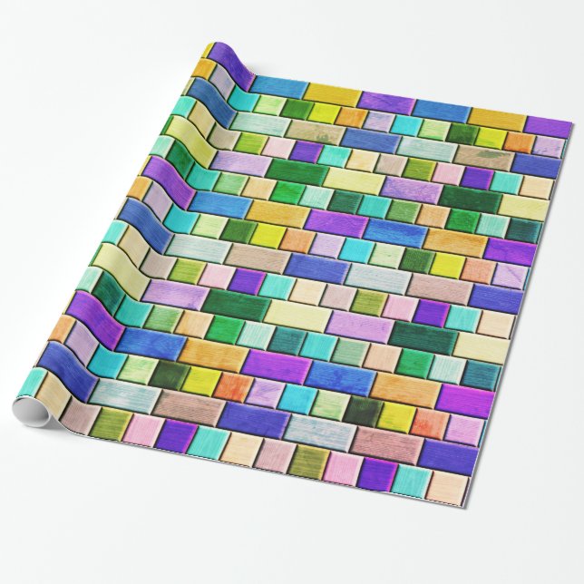Papel De Presente Azulejos de combinação de cores (Desenrolado)