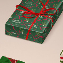 Papel De Presente Azulejos de Natal de Enorme Verde e Vermelho