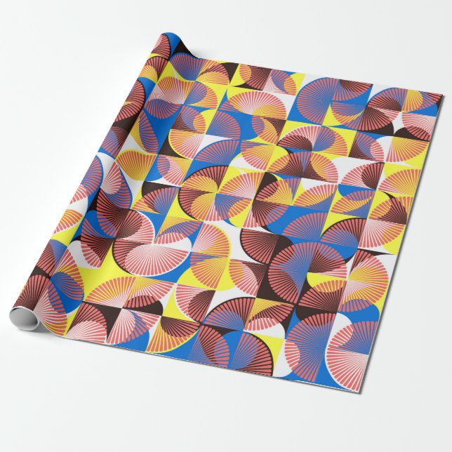 Papel De Presente Azulejos de padrão contínuo com círculos e ruas (Desenrolado)