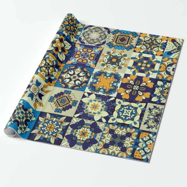 Papel De Presente Azulejos decorativos de ornamentado tradicionais.  (Desenrolado)