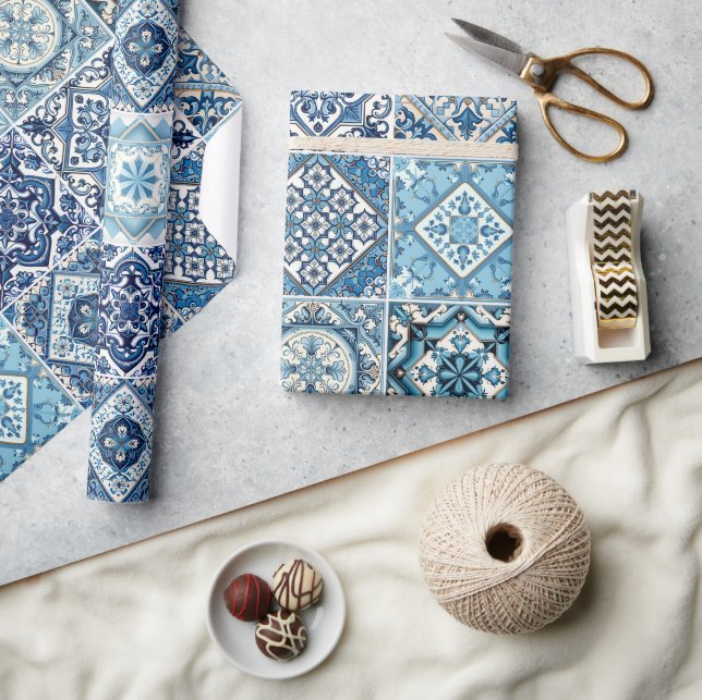 Papel De Presente Azulejos do Mediterrâneo, Portugal, Azulejo, Majol (Artesanato)