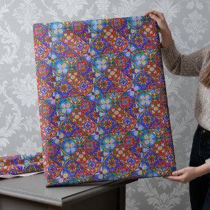 Papel De Presente Azulejos elegantes mexicanos talavera vermelhos az