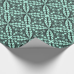 Papel De Presente Azulejos marroquinos - azul aqua e preto