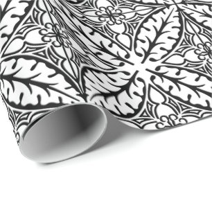 Papel De Presente Azulejos marroquinos - branco e preto
