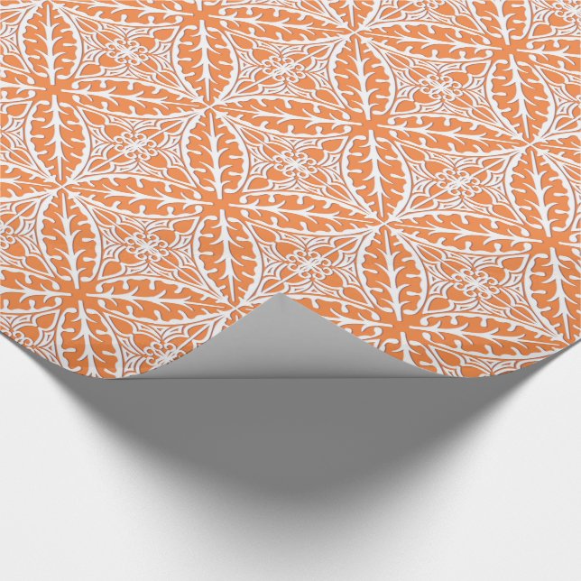 Papel De Presente Azulejos marroquinos - cor de laranja e branco (Ponta)
