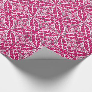 Papel De Presente Azulejos marroquinos - magenta e branco