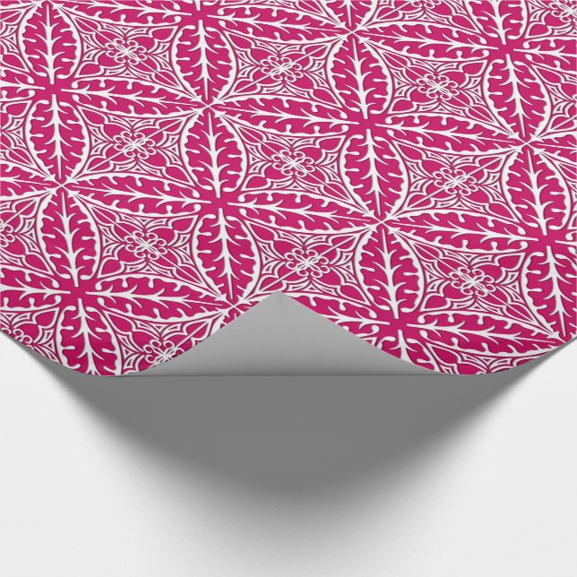Papel De Presente Azulejos marroquinos - magenta e branco (Ponta)