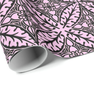 Papel De Presente azulejos marroquinos - rosa-gelo e preto