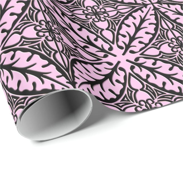 Papel De Presente Azulejos marroquinos - rosa-gelo e preto (Ponta do rolo)