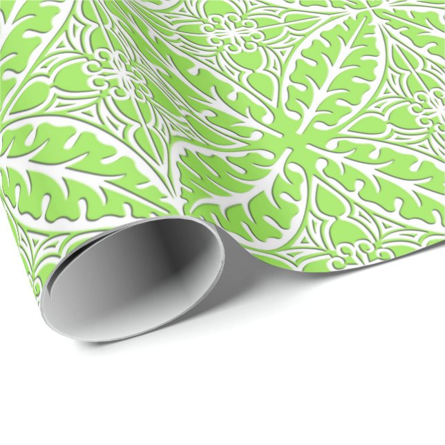 Papel De Presente Azulejos marroquinos - verde limão e branco (Ponta do rolo)