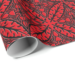 Papel De Presente azulejos marroquinos - vermelho escuro e preto