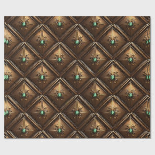 Papel De Presente Azulejos ouros Com Emeralds