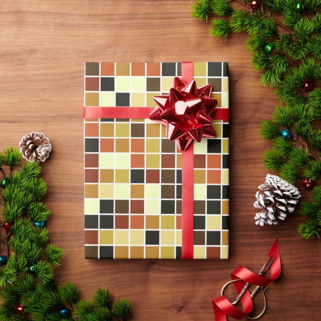 Papel De Presente Azulejos piscinas, Azulejos Mosaicos Castanhos, Pa (Presente de Natal)