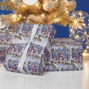 Papel De Presente Azulinas num Galho de Árvore no Inverno