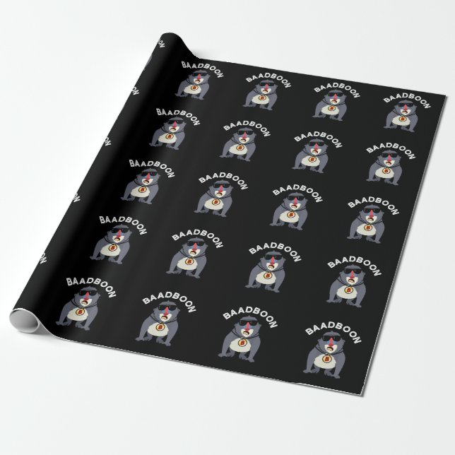 Papel De Presente Baadboon Funny Bad Baboon Pun Dark BG (Desenrolado)